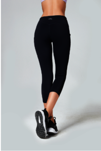Customized High Waist Side Mesh Panes 3/4 Length Capris Leggings With Pockets