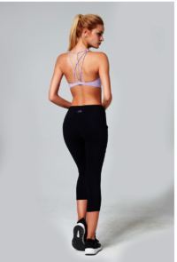 Customized High Waist Side Mesh Panes 3/4 Length Capris Leggings With Pockets