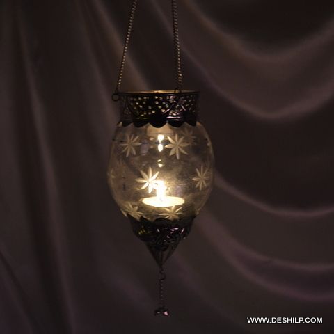 Decorative Glass T Light Candle Hanging