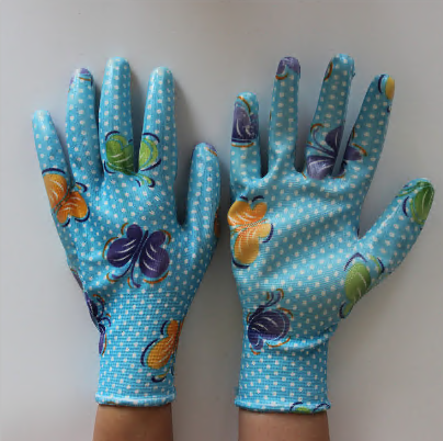 Fashion Camouflage Liner Coated Nitrile Garden Working Glove