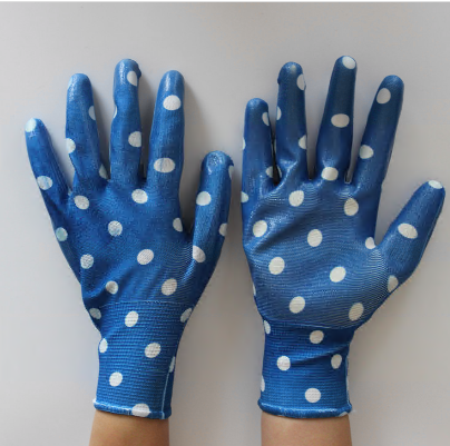 Colorful Printing Linenr Nitrile Coated Smooth Palm Work Gloves By GLOBALTRADE