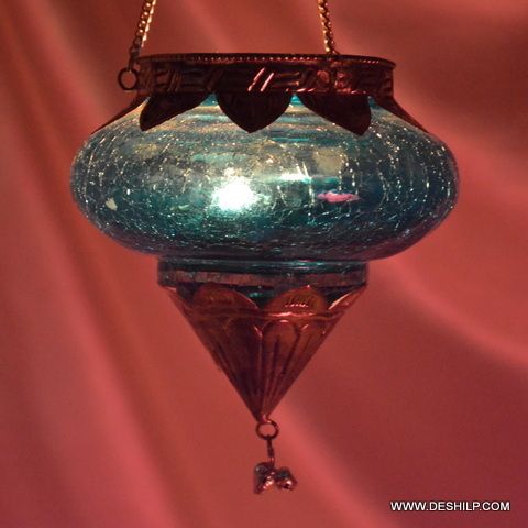 Metal Fitting Creak Glass T Light Hanging