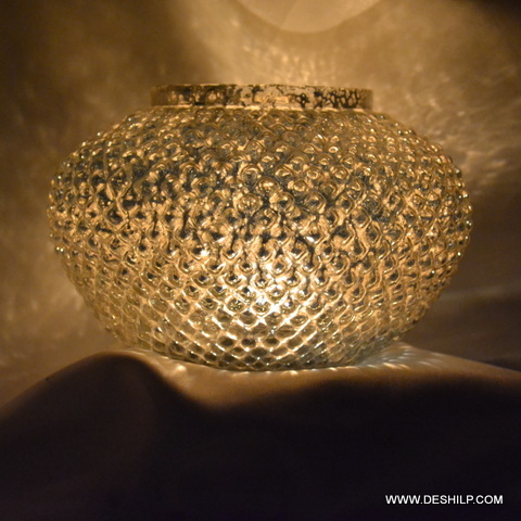 Silver Glass Night Light Candle Holder