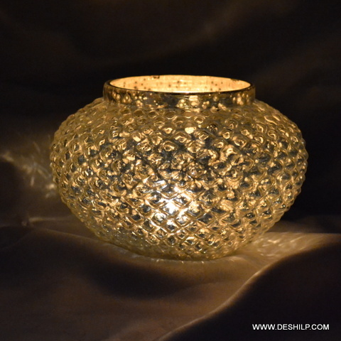 Silver Beautiful Glass Candle Holder