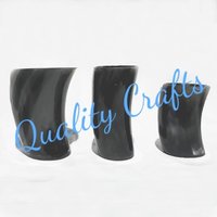 Black Buffalo Horn Drinking Mugs Set