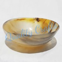 Horn Bowl - Natural Horn, Semi-polished Finish, Elegant Brown Bowl For Soup, Dishwasher Safe