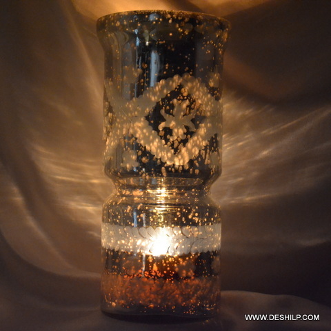 Silver Glass T Light Candle Holder