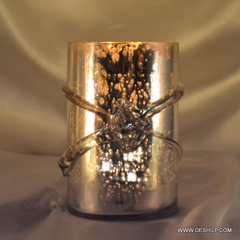 Decorative Glass Silver Candle Holder