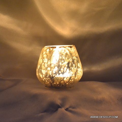 Small Silver Glass T Light Holder