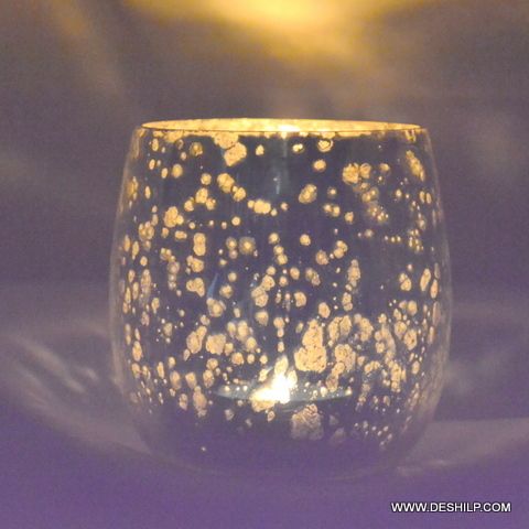 Beautiful Silver Finish Glass Candle Holder