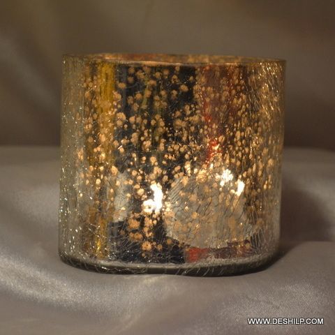 Silver Glass T Light Candle Holder