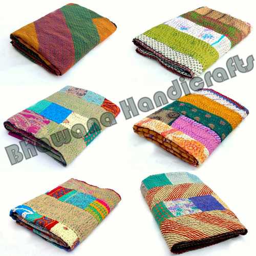 Silk Patchwork kantha Throw