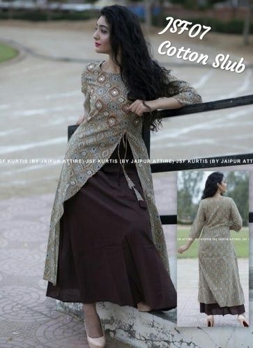 A-line Embroidered Cotton Kurti