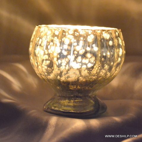 Ice Cup Shape Silver Finish Candle Holder