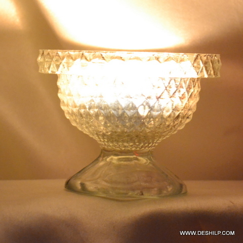 Small T Light Glass Silver Candle Holder