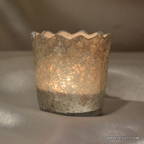 Silver Finish Glass Made Votive