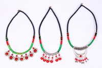 Thread Antique Silver Necklace - 18 Inches, Adjustable Closure | Silver Bohemian Indian Ethnic Jewellery, Tibetan Styled Design