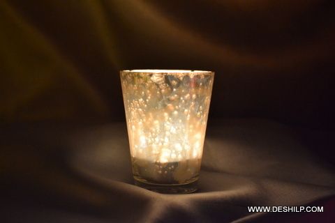 Glass Silver Candle Votive