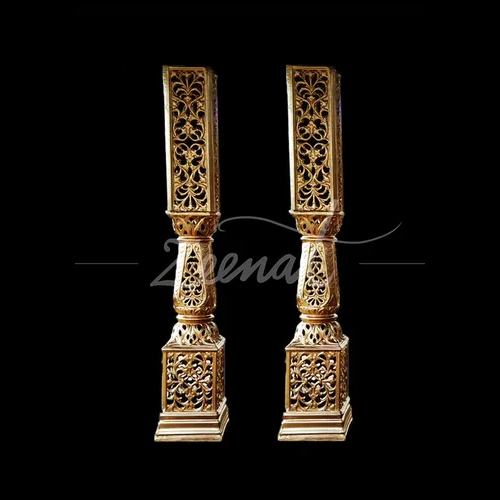Zeenat Fiber Pillar - 8 Feet Height, Gold Color | Wedding Decoration, WR Matte Base, 20 kg Weight