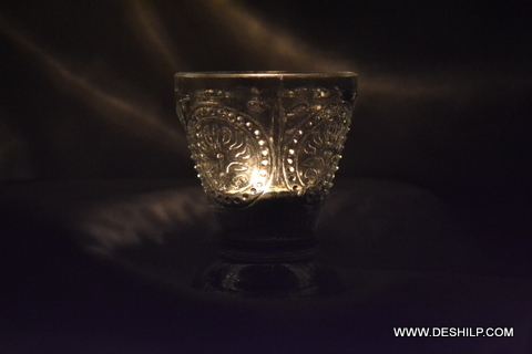 Crystal Cutting Glass Candle Holder