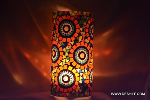 Pipe Shape Mosaic Candle Holder