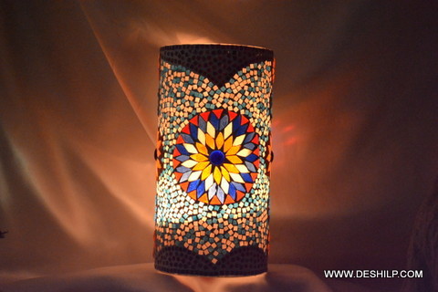Flower designed Decorative Mosaic Candle Holder