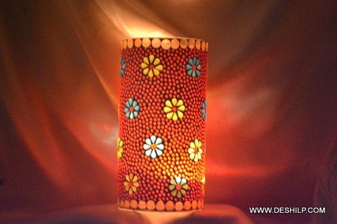 Orange Color Glass Candle Holder