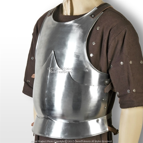 Large Size Medieval 15Th Century Body Armor Breast Plate 18G Steel Larp Costume Height: 21 Inch (In)