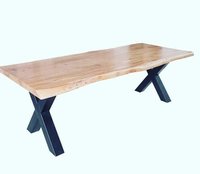 Acacia Wood & Iron Dining Table - 60x30x30 Inch | Handmade Artwork, Durable, Eco-friendly, Easy To Clean, European Style