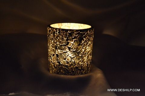 Silver Finish Decor Glass T Light Votive