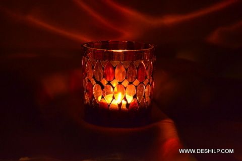 Multi Mosaic Glass Candle