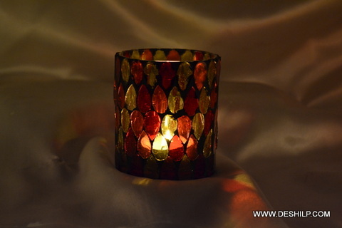 Printed Glass T Light Candle Holder for promotions