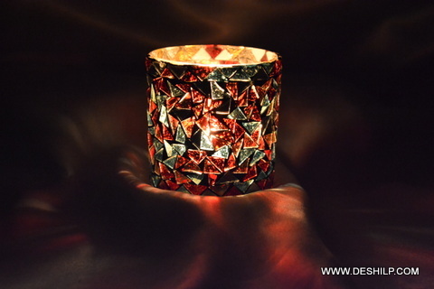 4inch Mosaic Handmade Glass Candle Holder