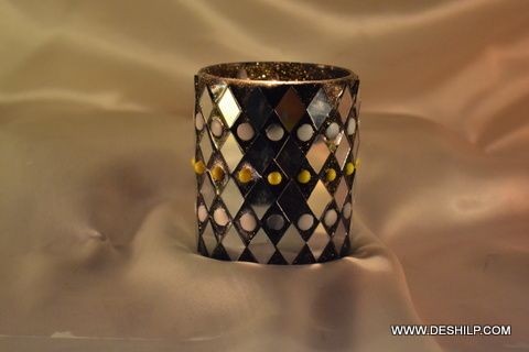 Black Mosaic Candle Holder