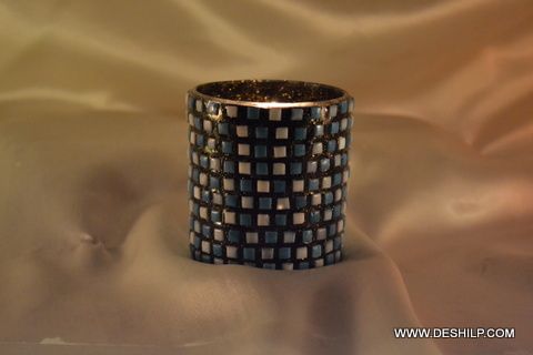 Multi Mosaic Glass Candle Holder