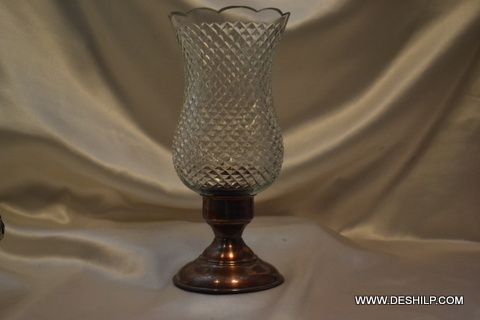 Crystal Cutting Glass Hurricane Candle