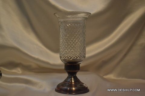 Antique Imitation Crystal Cutting Glass Floor Candle