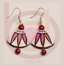 Terracotta Jewellery - Coral Drop Earrings with Imitation Pearls | Elegant Gift for Women, Perfect for Parties