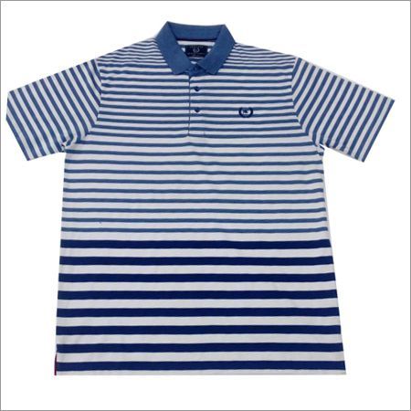 Mens Striped Polo T-Shirt - Cotton Fabric, Customized Size, Multi-Colored Design | Unisex, Short Sleeves, Fade-Resistant Quality