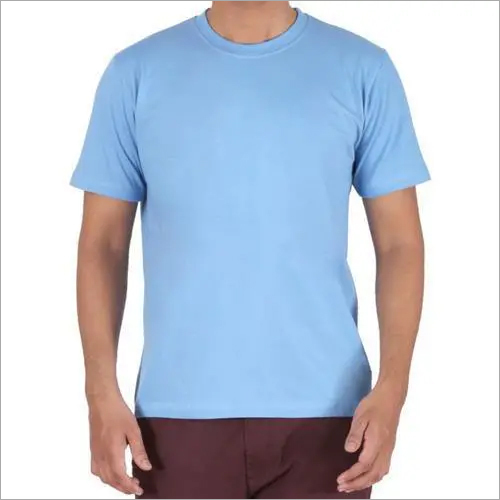 Multicolored Mens Plain Round Neck T-Shirt