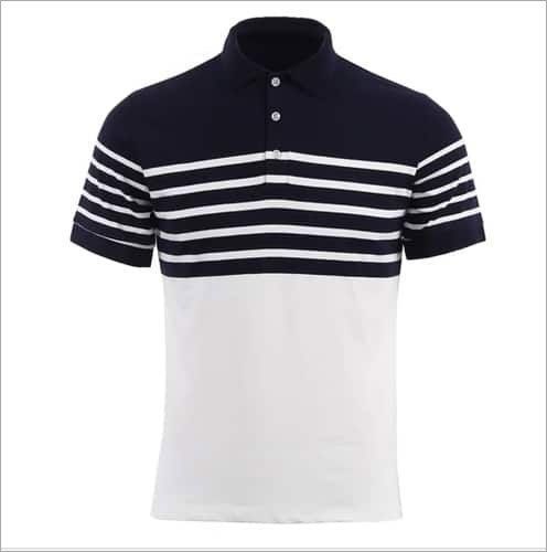 Multicolored Mens Half Sleev Striped Polo T-Shirt
