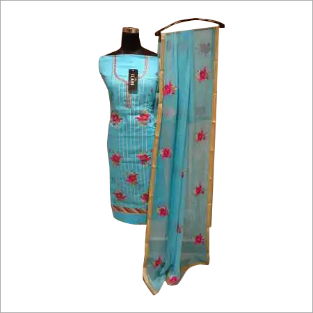 Skyblue Ladies Embroidered Semi Stitched Suit