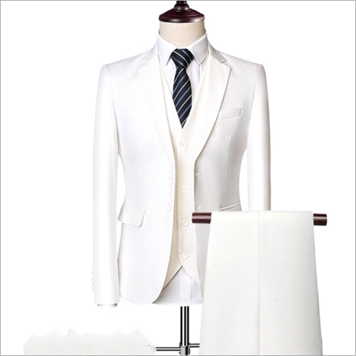 Mens 3 Piece Plain White Suit
