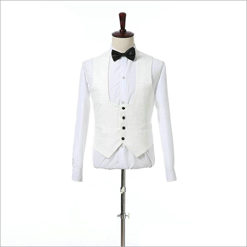 Woolen Mens White Waistcoat