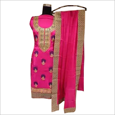 Ladies Unstitched Embroidered Silk Suit