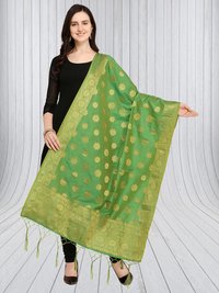 Black And Green Fancy Silk Dupatta