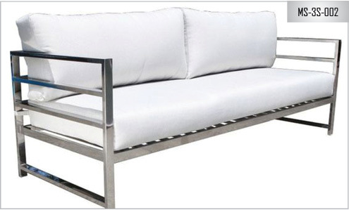 Silver Metal Sofa Three Seater