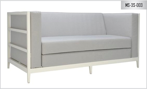 White & Grey Metal Sofa Three Seater
