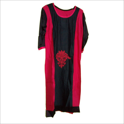 Red & Black Ladies Designer Long Kurti