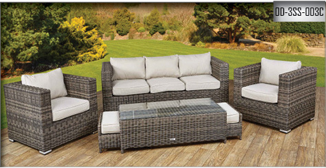 Grey & Silver Outdoor Three Seater Sofa